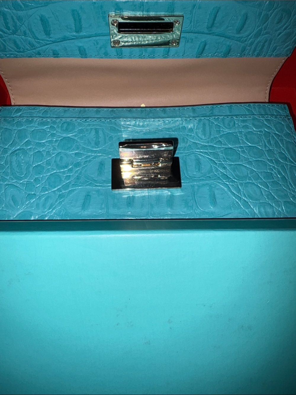 Kate Spade Orchard Valley Cyndy Turquoise Croc-Embossed Leather Wallet - Picture 5 of 10